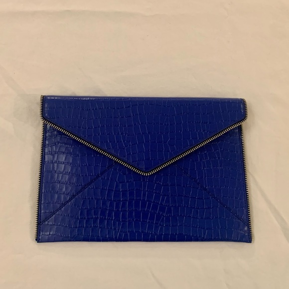 Rebecca Minkoff Handbags - Blue Croc Rebecca Minkoff Leo Envelope Clutch!